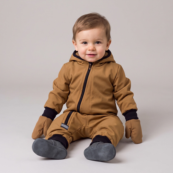 229073 Guanti bambini Nicol Softshell impermeabili con pile - oliva