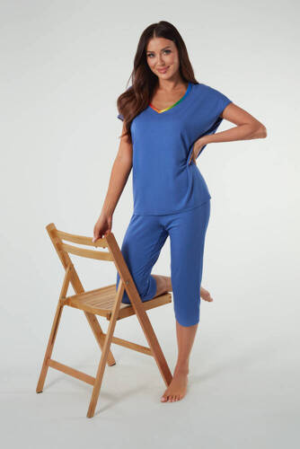 Paola Pigiama donna manica corta, pantaloni 3/4 Moda italiana - blu