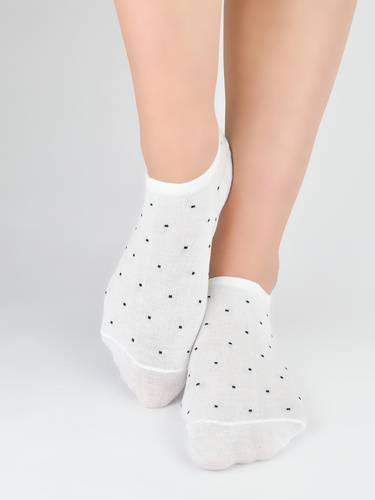 Calzini donna invisibili Noviti ST077 – modal, pois, cuciture piatte ecru