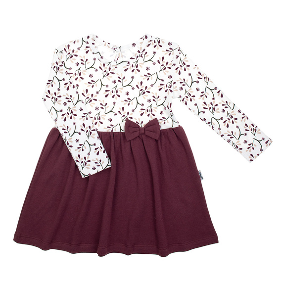 217166 Abito Alisa Nicol - cotone, manica lunga, fantasia floreale, fiocco