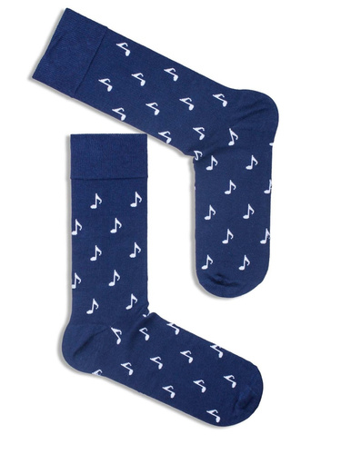 0125.077 Notes - calze da uomo Milena con motivo di note, blu navy
