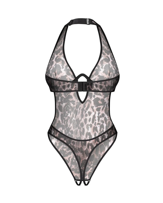 Body Obsessive Addia Teddy stampa pantera con monofascia e schiena scoperta