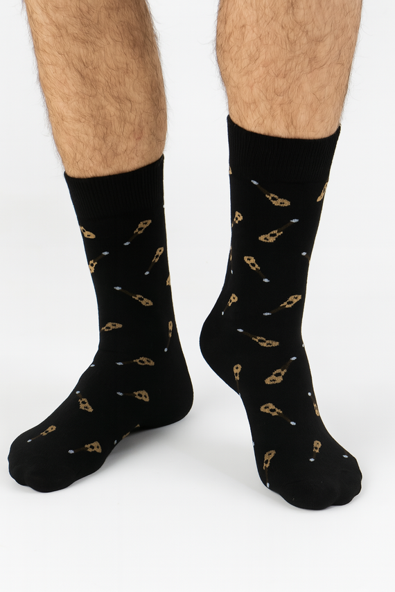 Calze da uomo Milena Avangard 0125-122 - Small Guitars | Cotone, banda non pressurizzata, produzione polacca - nero