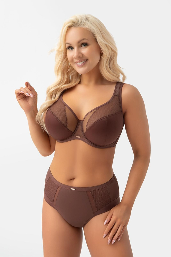 Slip da donna Gorsenia K442/1 Luisse cioccolato vita alta pizzo