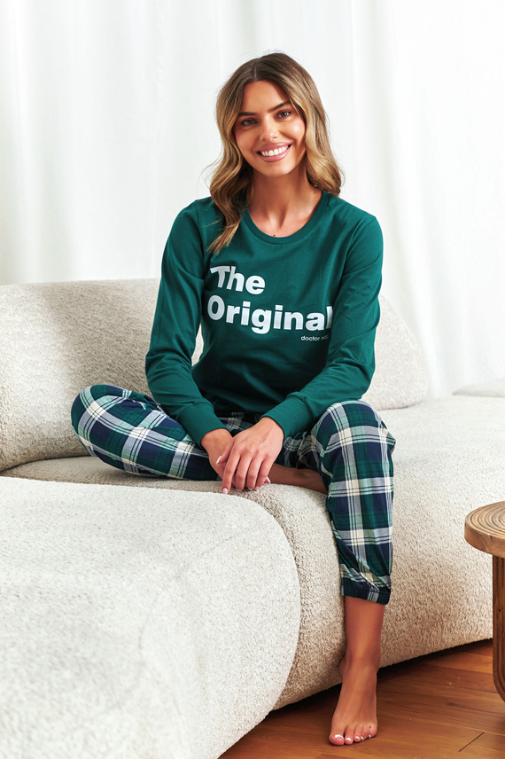 7340 Doctor Nap - Pigiama da donna "The Original" | 100% cotone, produzione polacca - smeraldo