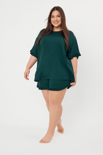 Stile Pigiama da donna a maniche corte, pantaloncini Moda italiana - verde