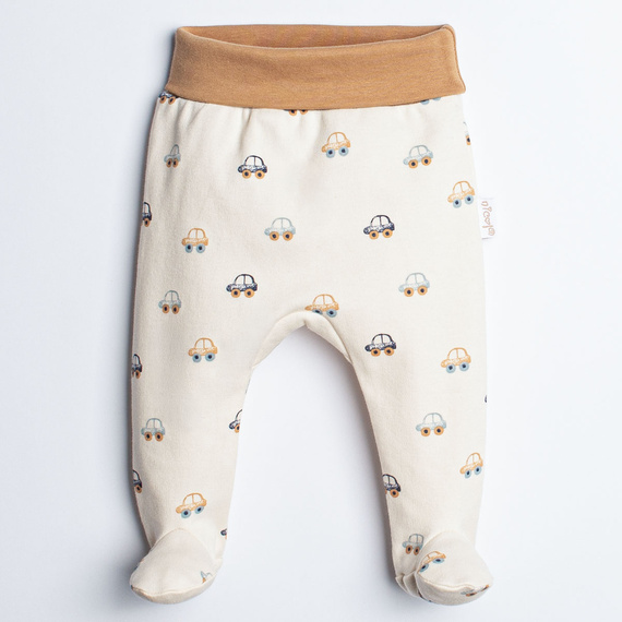 Nicol 222009 pantaloni corti per neonati 100% cotone crema con automobili