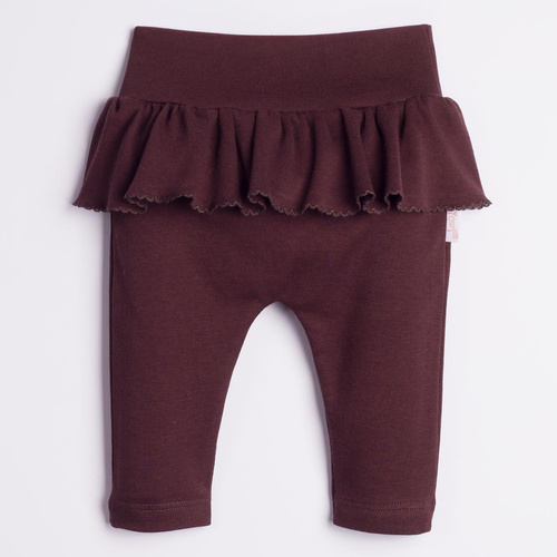 Nicol Hania 226017 Pantaloni bambina 100% cotone con balza marrone