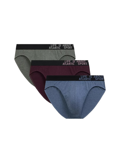 Slip Atlantic uomo 3MP-209/25 verde-marrone-blu - cotone, confezione da 3 pezzi, taglio classico