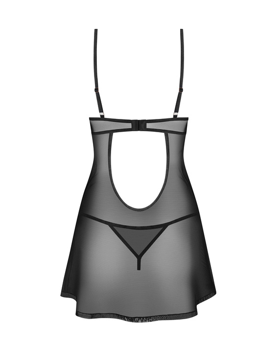 Euridia Chemise Obsessive nero - camicia da notte elegante con ferretto e perizoma Chemise Donna Chemise Obsessive - nero