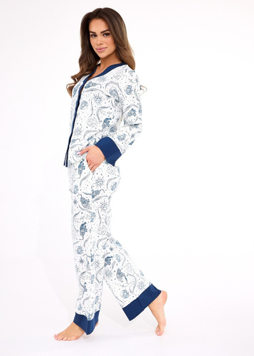 Pigiama da donna 514/443 Amber CORNETTE - cotone, manica lunga, abbottonato