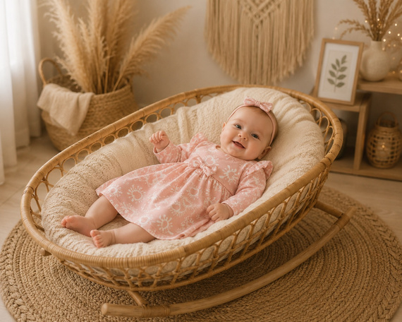 Sukienko-Body Mamatti SB16302 rosa in cotone con maniche lunghe per bambina