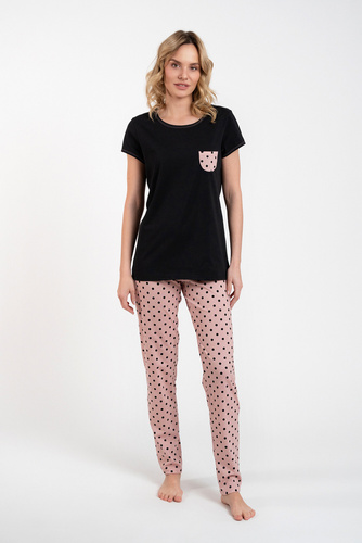 Buscato Pigiama da donna manica corta, pantaloni lunghi Moda italiana nero/stampa