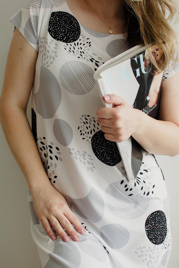 860 Camicia da notte Amelia De Lafense - manica corta, morbida viscosa - grigio