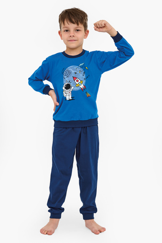 593/176, 966/176 Pigiama Galaxy Cornette per bambini - Camicia stampata e pantaloni in cotone color navy