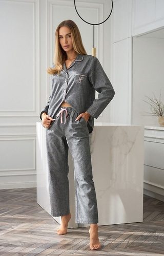 2531 Pigiama donna Coco L&L - cotone, melange, con colletto