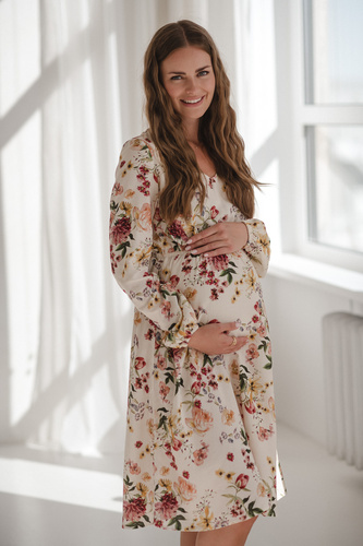 Lovely Dress Midi Milk&Love - Vestito per la maternità e l'allattamento in lino, dal taglio elegante e con cerniere per l'allattamento