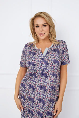 Camicia da notte sbottonata Carbonia, manica corta Moda Italiana - stampa