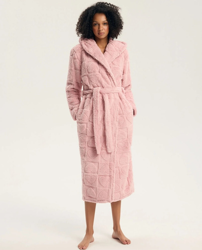 Henderson Gitte 45427 Accappatoio Donna Rosa Morbido con Cappuccio e Tasche