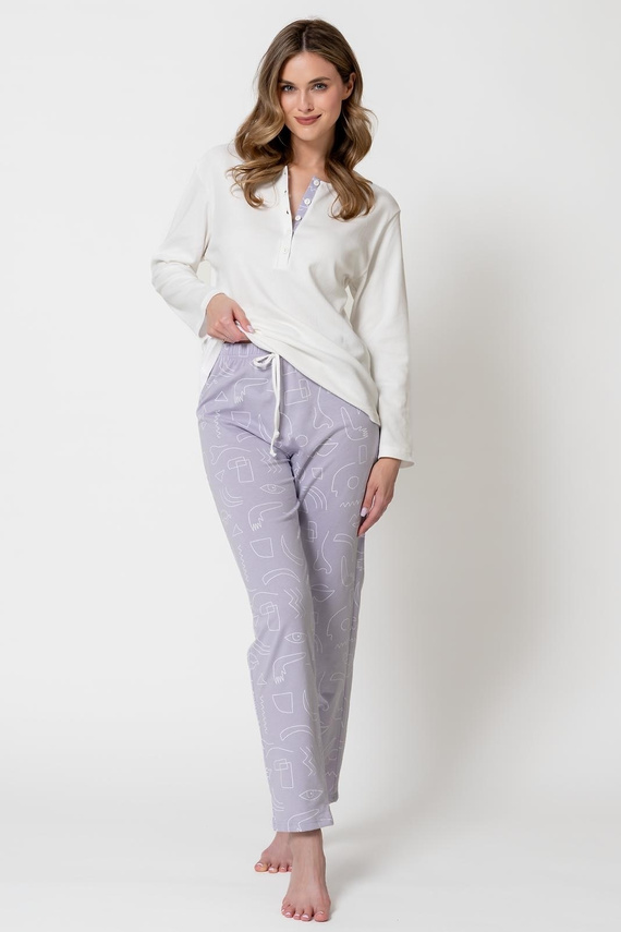 Pigiama donna Leveza 1783 Mira crema-lilla 100% cotone