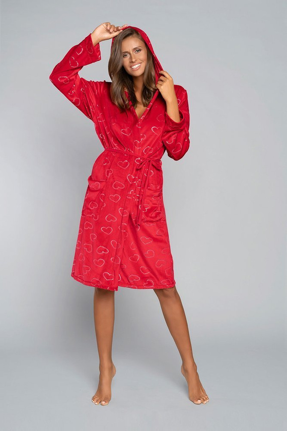 Accappatoio Elixir da donna con tasche Italian Fashion - rosso/stampa