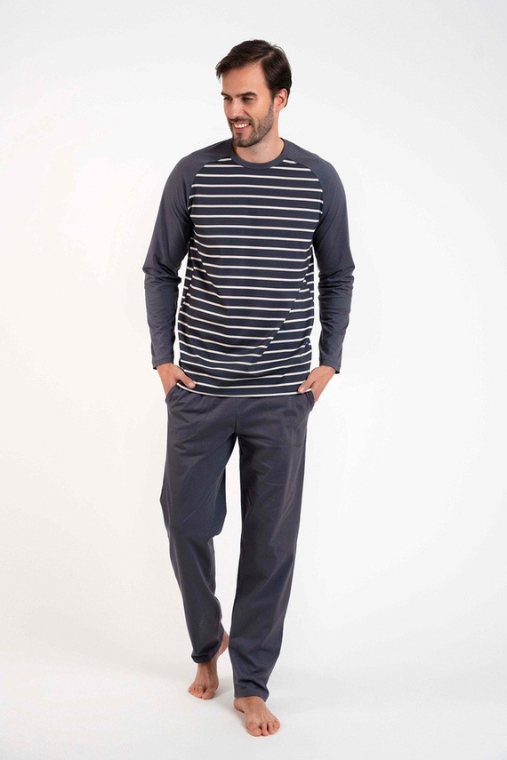 Lars Pigiama uomo manica lunga, pantaloni lunghi Moda italiana - stampa grafite/grafite