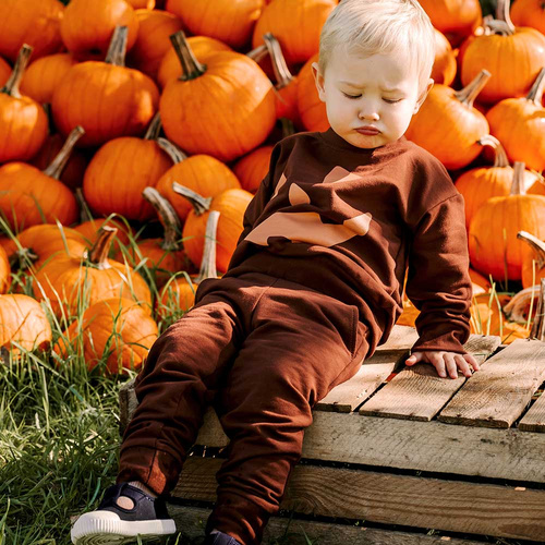 Eevi Halloween tuta da ginnastica per bambini marrone - set caldo, felpa e pantaloni