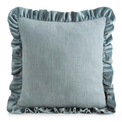 Eurofirany Elvara federa decorativa 45x45 in velluto con volant - blu