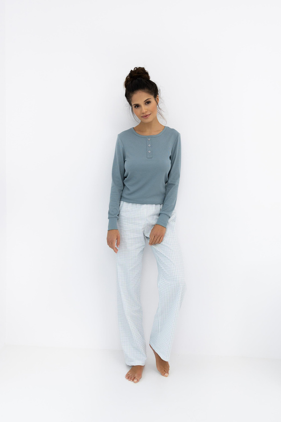 Janelle Sensis - Pigiama da donna con maniche lunghe e pantaloni a quadri