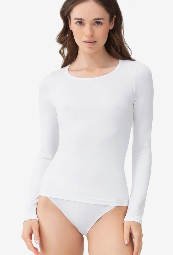 Gatta T-Shirt L 2635 maglia donna senza cuciture manica lunga in microfibra bianca