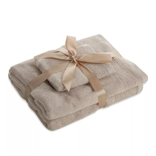 Set di 3 asciugamani Eurofirany 500 GSM cotone in confezione premium beige