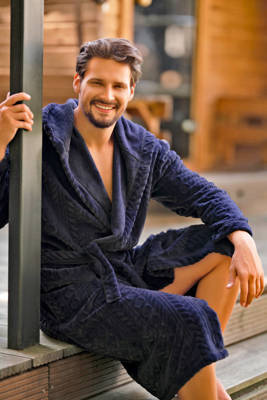 Zygmunt Accappatoio da uomo con cappuccio Moda italiana - blu navy