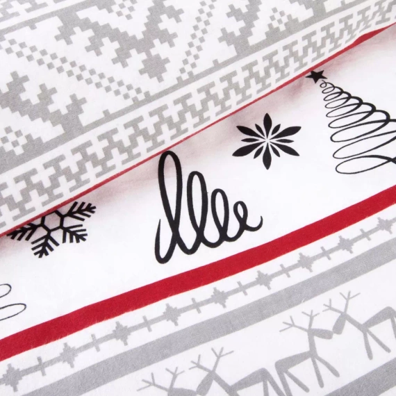 31514/1 Biancheria da letto natalizia in flanella Flanelove Darymex grigio rosso- set 100% cotone, caldo e morbido