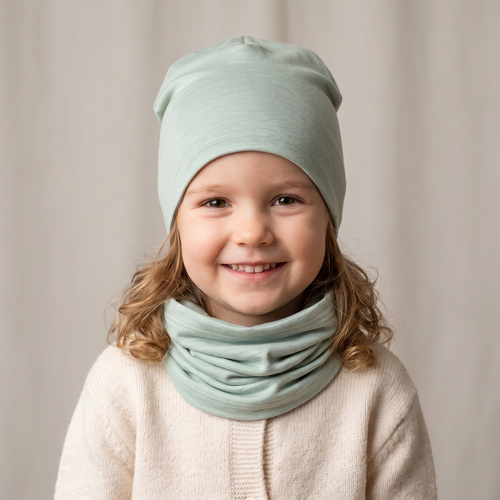 229120 Nicol Cappello Merino 100% lana bambino doppio strato - verde