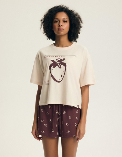 Pigiama donna Henderson Evika 44474 – cotone, fragole, shorts