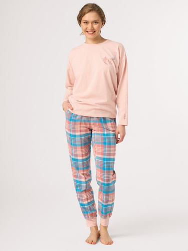 Pigiama donna Key LNS 436 pesca – cotone, lunga, flanella