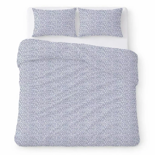 Completo biancheria letto cotone crepe traspirante facile cura white with navy blue flowers