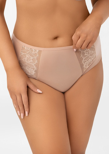 F019 Frida Gorsenia slip color cioccolato fondente con morbidi ricami