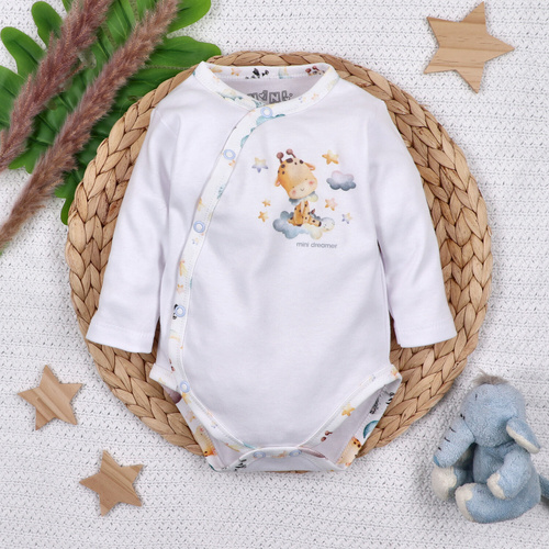ABN-5602 Nini Little Dreamers - body a busta in cotone biologico per neonati - chiusure senza nichel, 100% sicurezza
