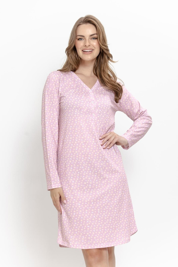 Camicia da notte donna Taro Marigold 3633 rosa 100% cotone per allattamento