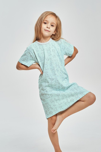 Camicia da notte bambina 3547 Arleta Taro 100% cotone turchese