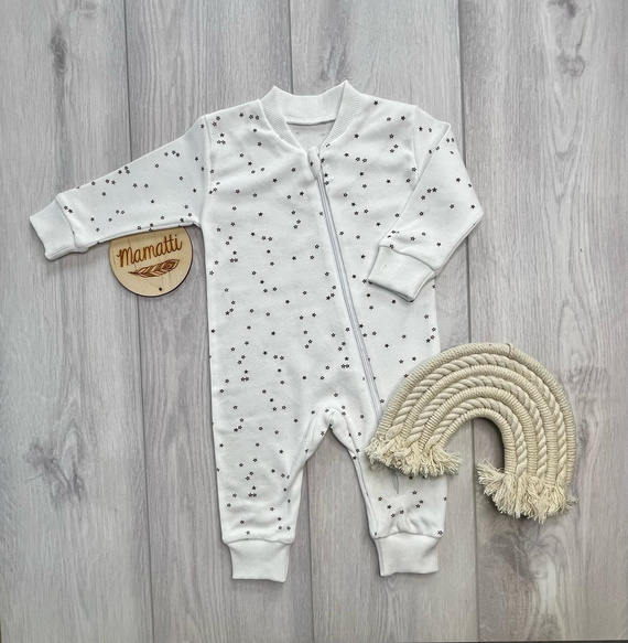 Mamatti Pagliaccetto Neonato PS16241 Bianco con Cerniera in Cotone