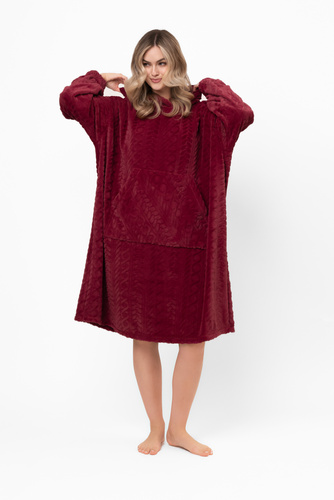 Reno Kocobluza Italian Fashion bordeaux - oversize, morbido bipolare, unisex, con cappuccio