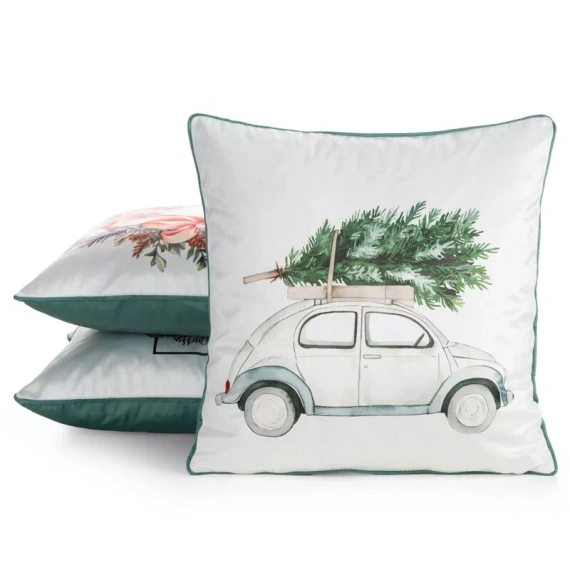 CHP382 Federa natalizia Eurofirany 45x45 in velluto con stampa e bordatura