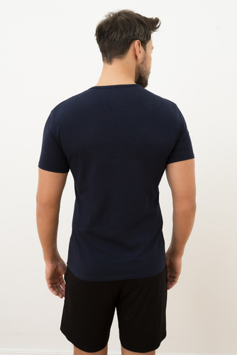 T-shirt Ikar da uomo, collo a lupetto Moda italiana - blu navy