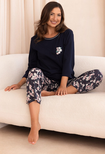Regina 744 3/4 pigiama donna 100% cotone pantaloni 7/8