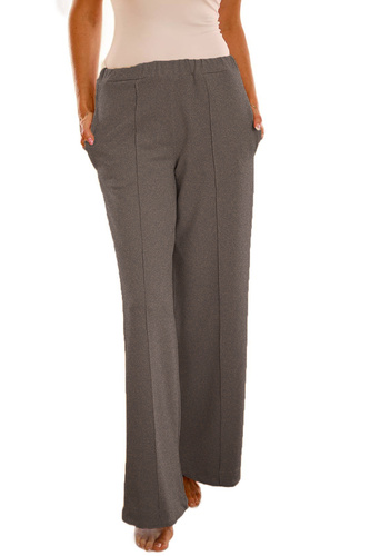 Flint - pantaloni da donna in cotone, taglio ampio, 95% cotone 5% elastan | marchio polacco Mirale - grigio