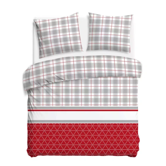 31516/1 Biancheria da letto natalizia in flanella Flanelove Darymex grigio rosso- set 100% cotone, caldo e morbido