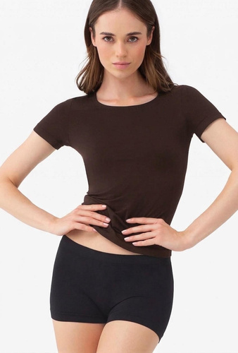 Gatta T-Shirt 2K 608 maglietta donna senza cuciture in microfibra manica corta dark choco