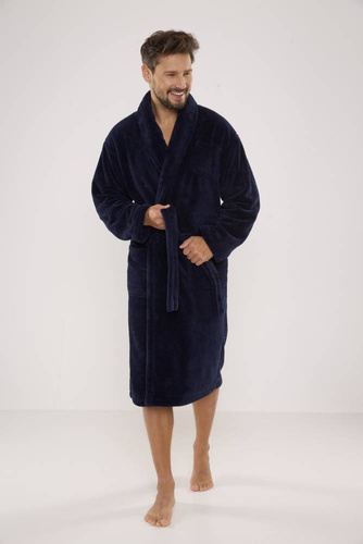 811 De Lafense vestaglia in felpa da uomo - blu navy